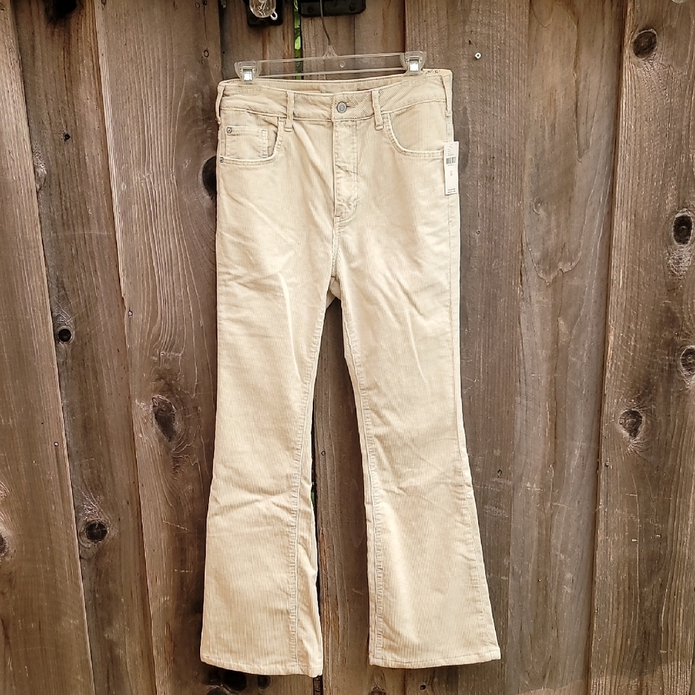 NWT Pilcro by Anthropologie The Icon Corduroy Flare Pants Ivory size 28